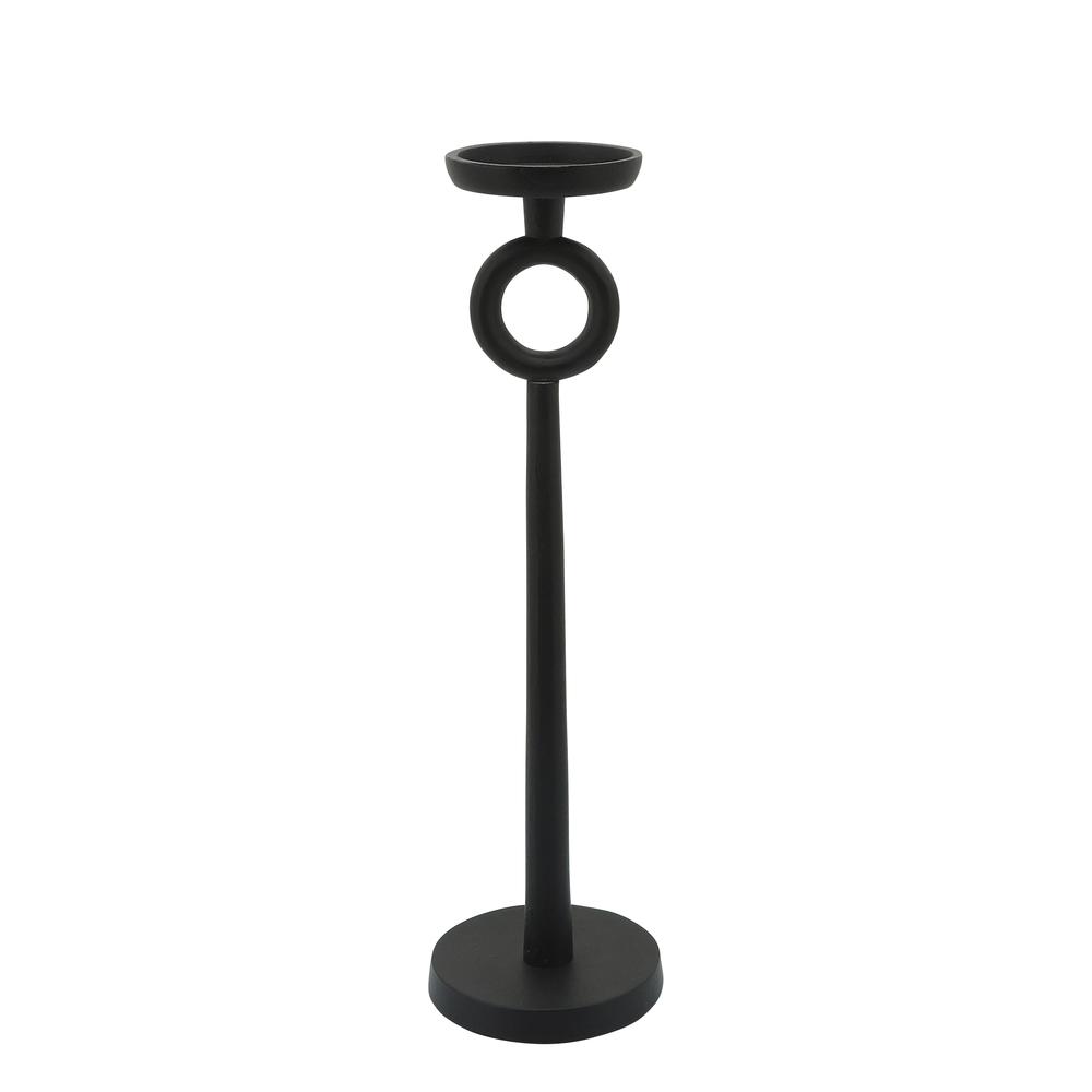 17"h Metal Candle Holder, Black. Picture 1