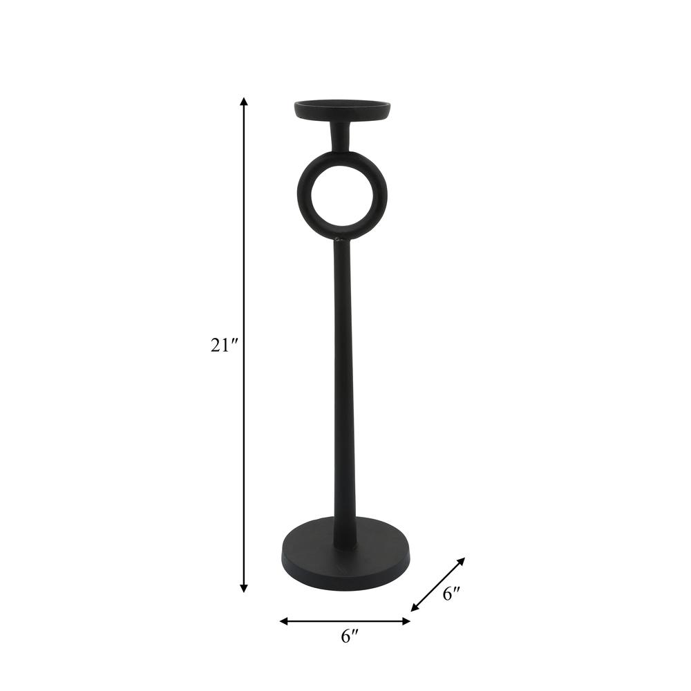 21"h Metal Candle Holder, Black. Picture 5