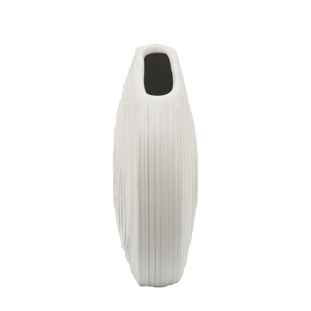 11"h Oval Swirled Vase, White. Picture 3