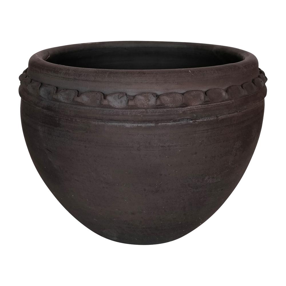 Terracotta, 10" Decorative Bowl, Black. Picture 1
