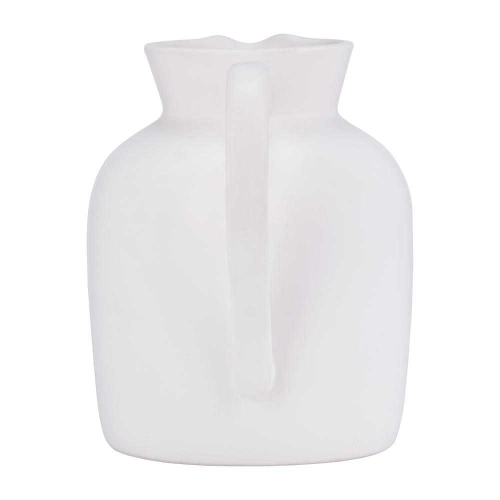 Cer, 7" Pitcher Vase, White. Picture 4