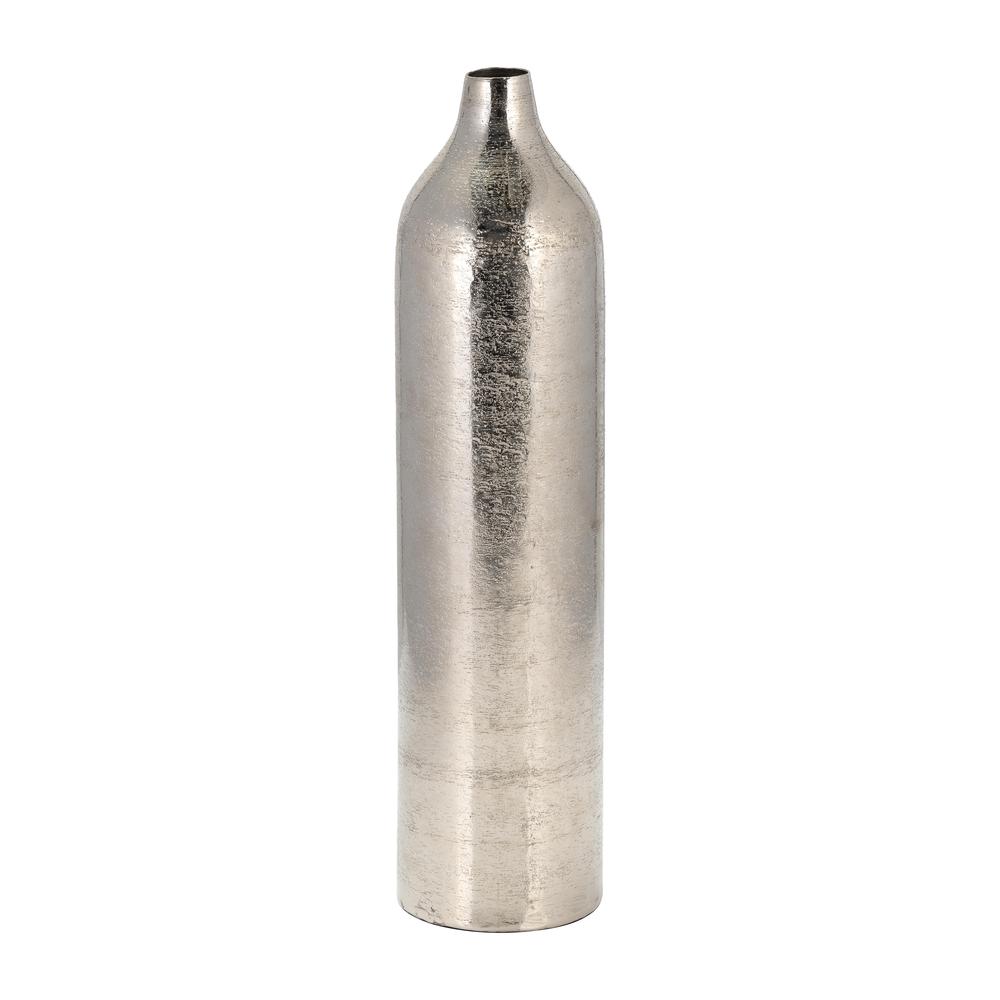 Metal, 19"h Cylinder Vase, Silver. Picture 1