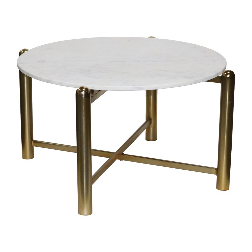 Metal, 35" Coffee Table, Gold/white. Picture 1