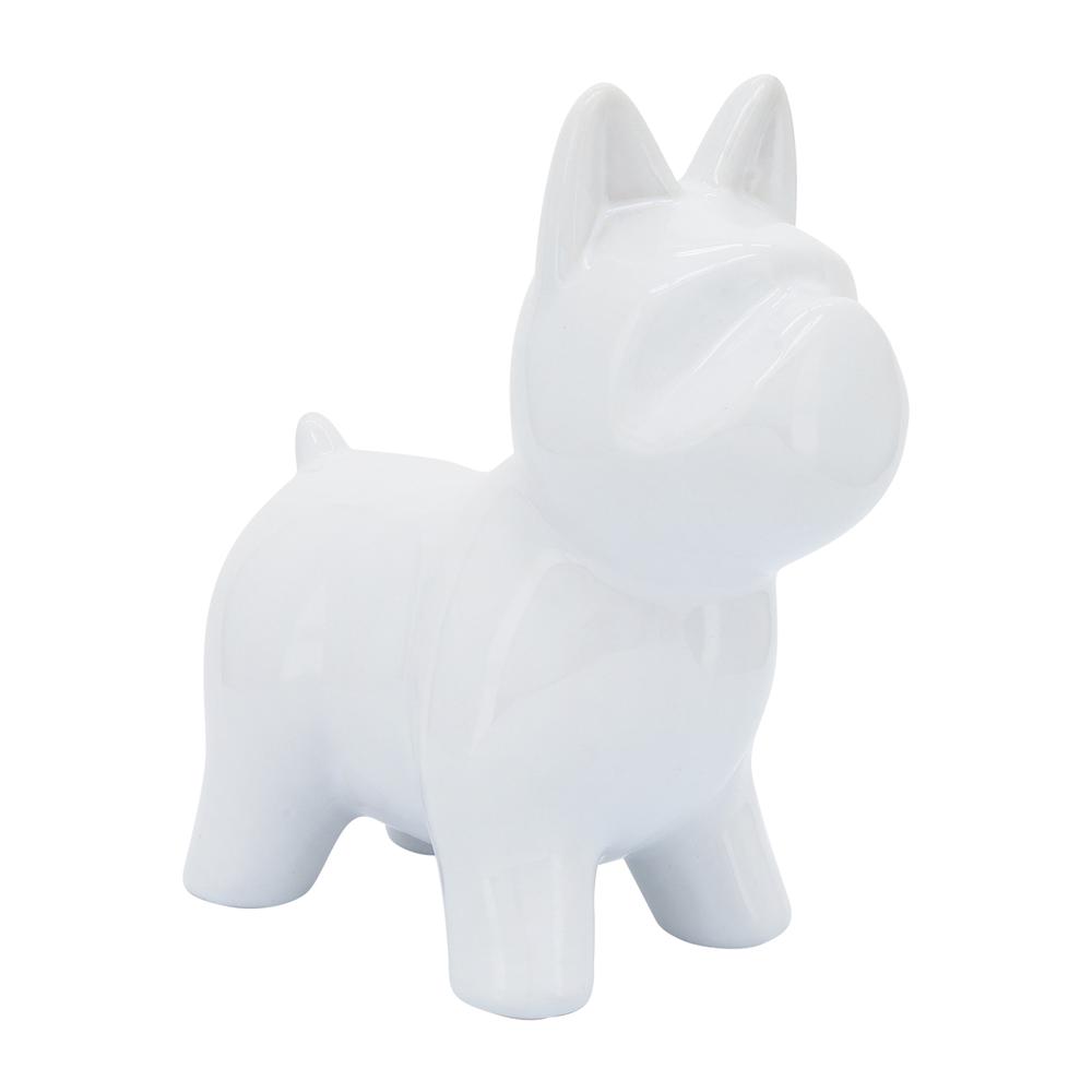 Cer, 8" Dog Table Deco, White. Picture 1