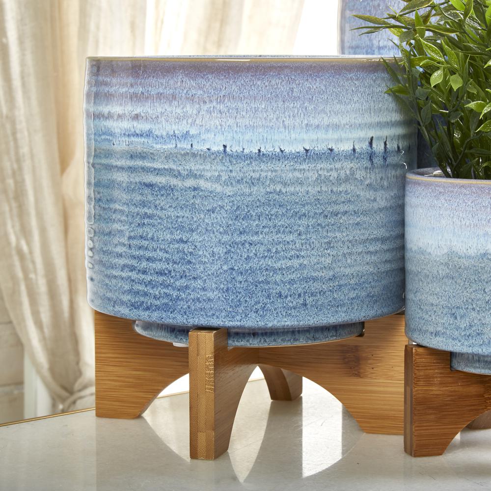 Ceramic 8" Planter On Stand, Blue Fade. Picture 10