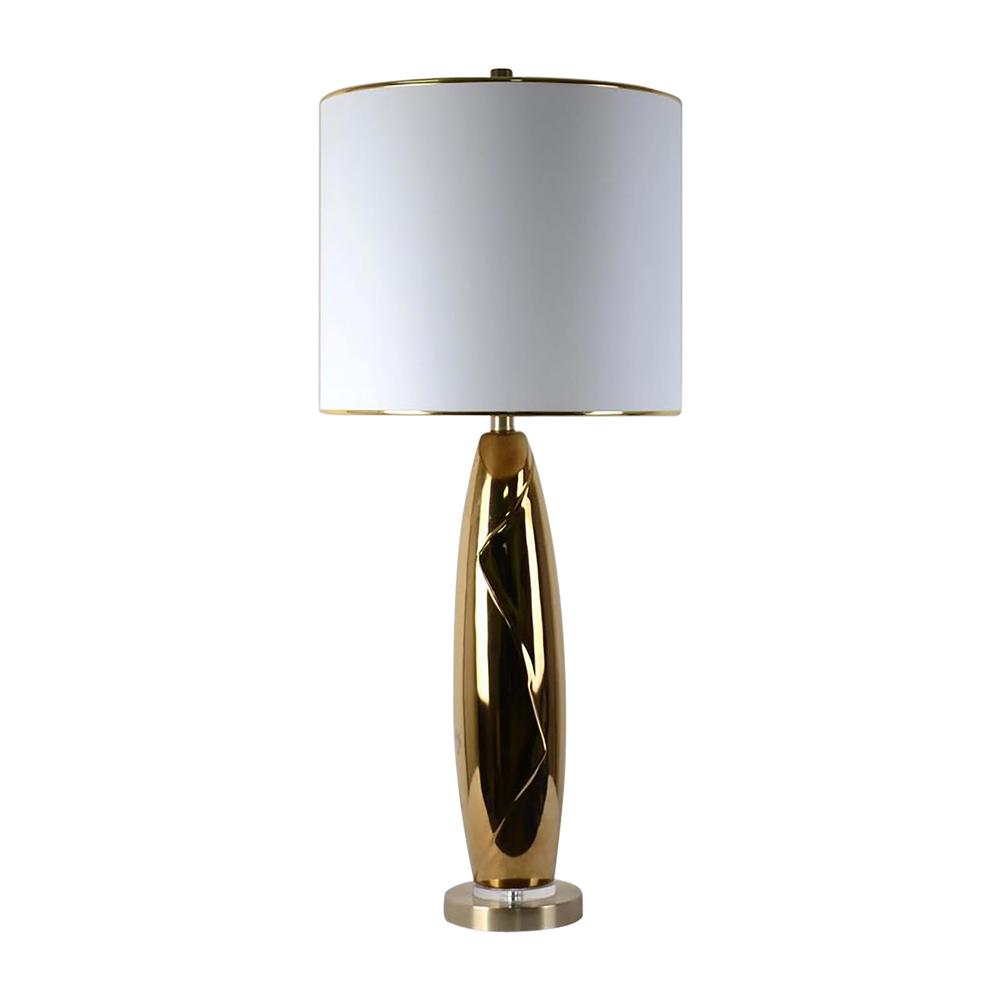 Ceramic 35" Slim Table Lamp, Gold. Picture 1