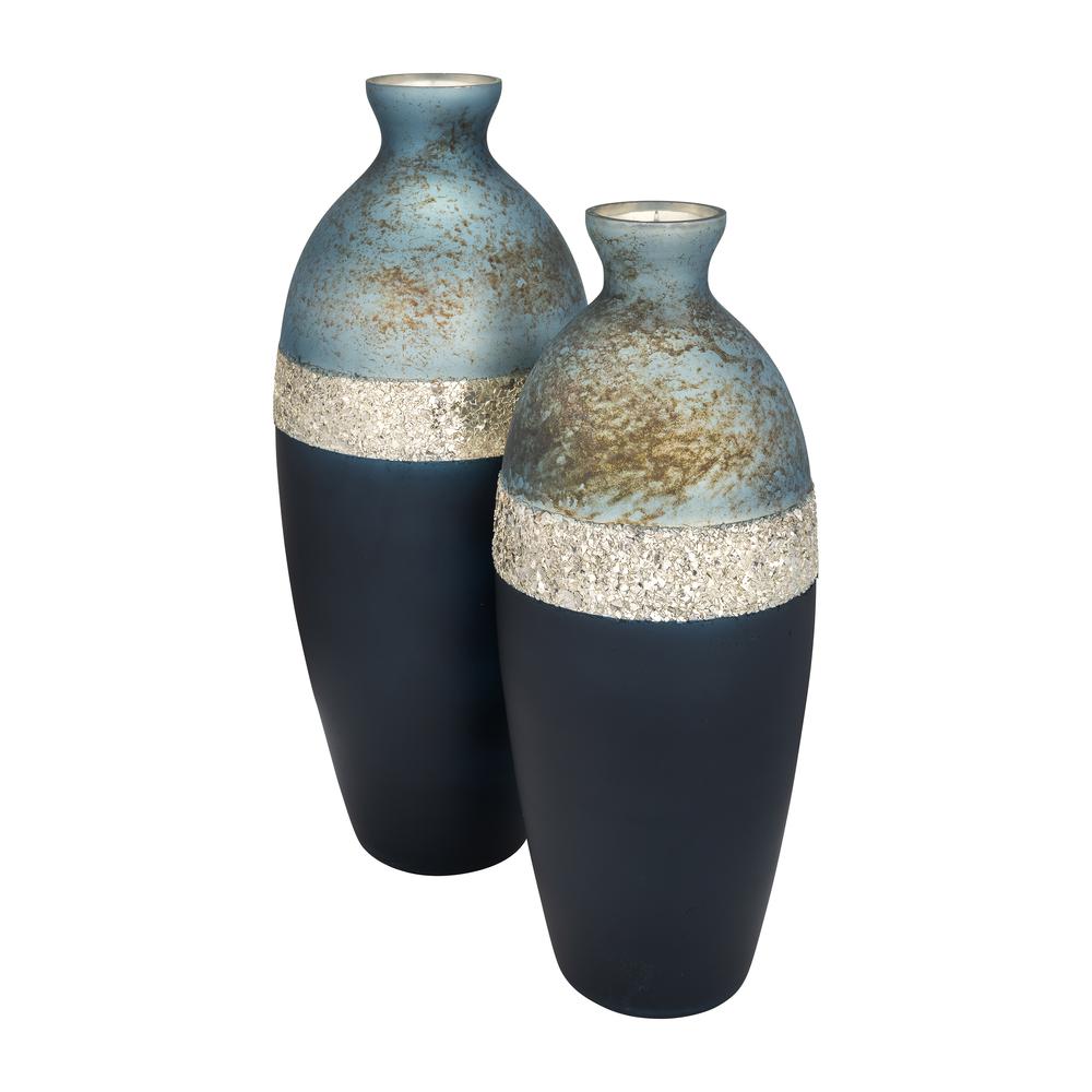 Glass, 18" Tri-colored Glittered Vase, Multi. Picture 7