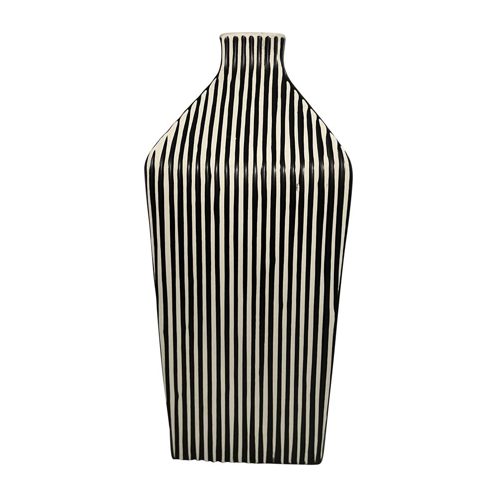 11" Lines Square Vase, Black/white. Picture 1