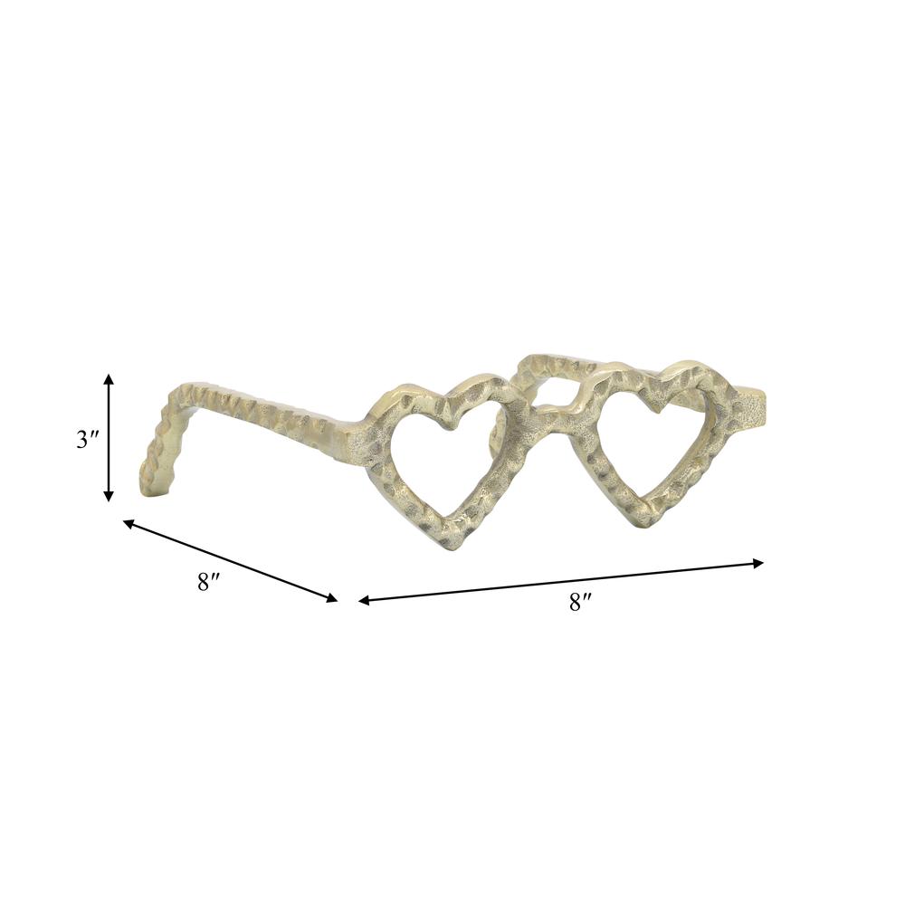 Metal Heart Shaped Glasses, Gold. Picture 8