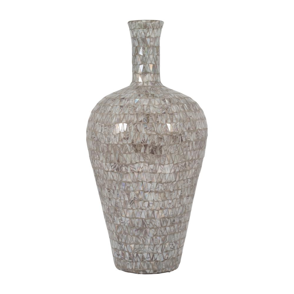 Glass, 24" Mosaic Vase, Brown Quartz. Picture 1