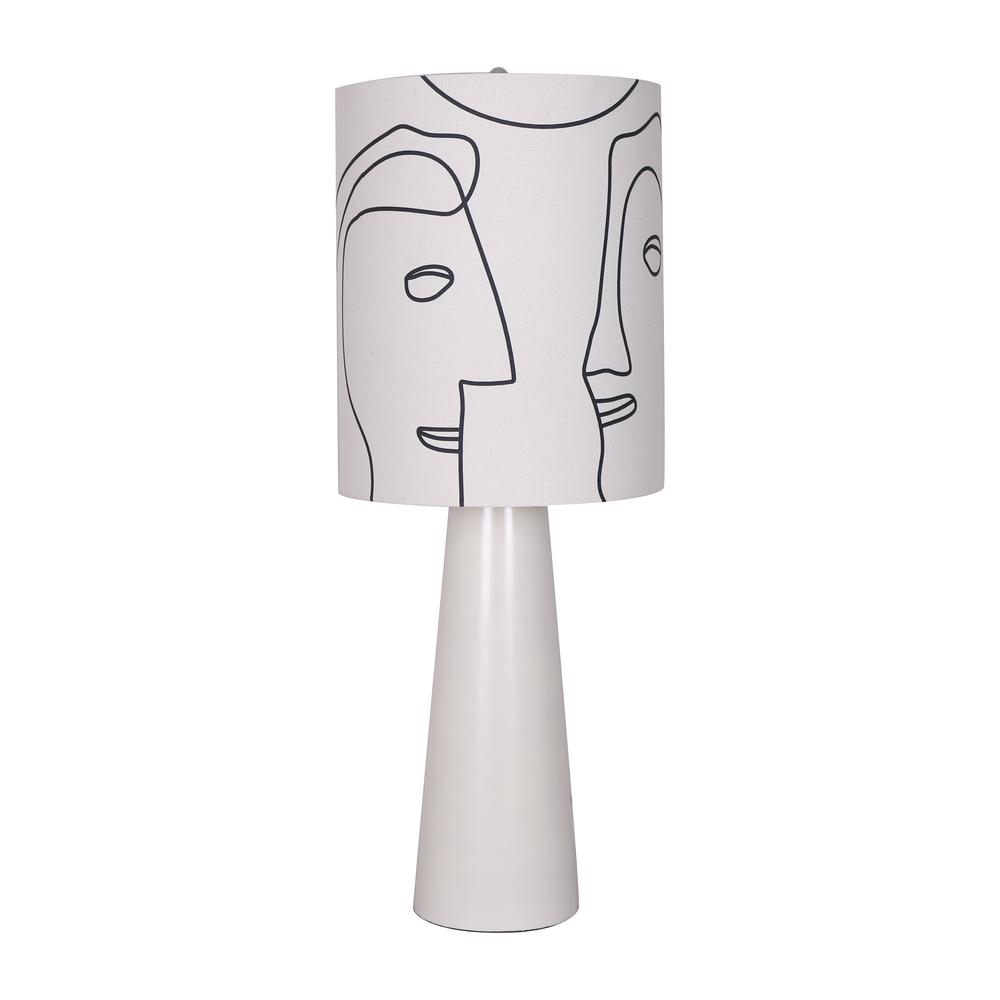 Resin 34" Modern Pillar Table Lamp, White. Picture 1