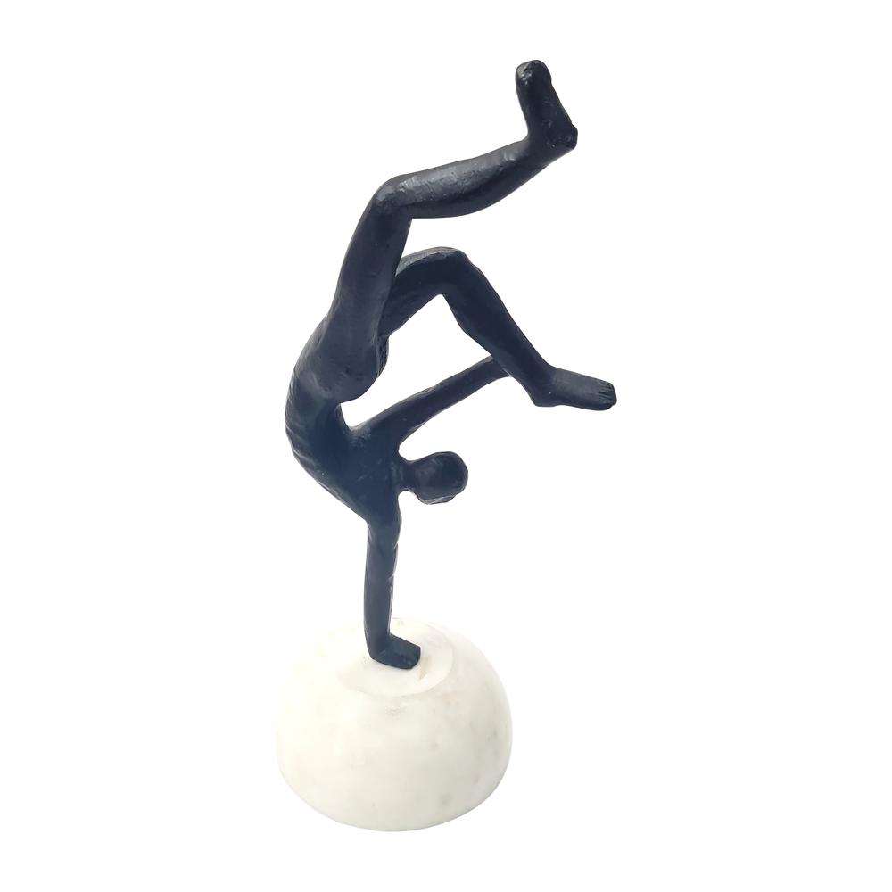 11"h, Metal, Man On Marble Ball, Black. Picture 1