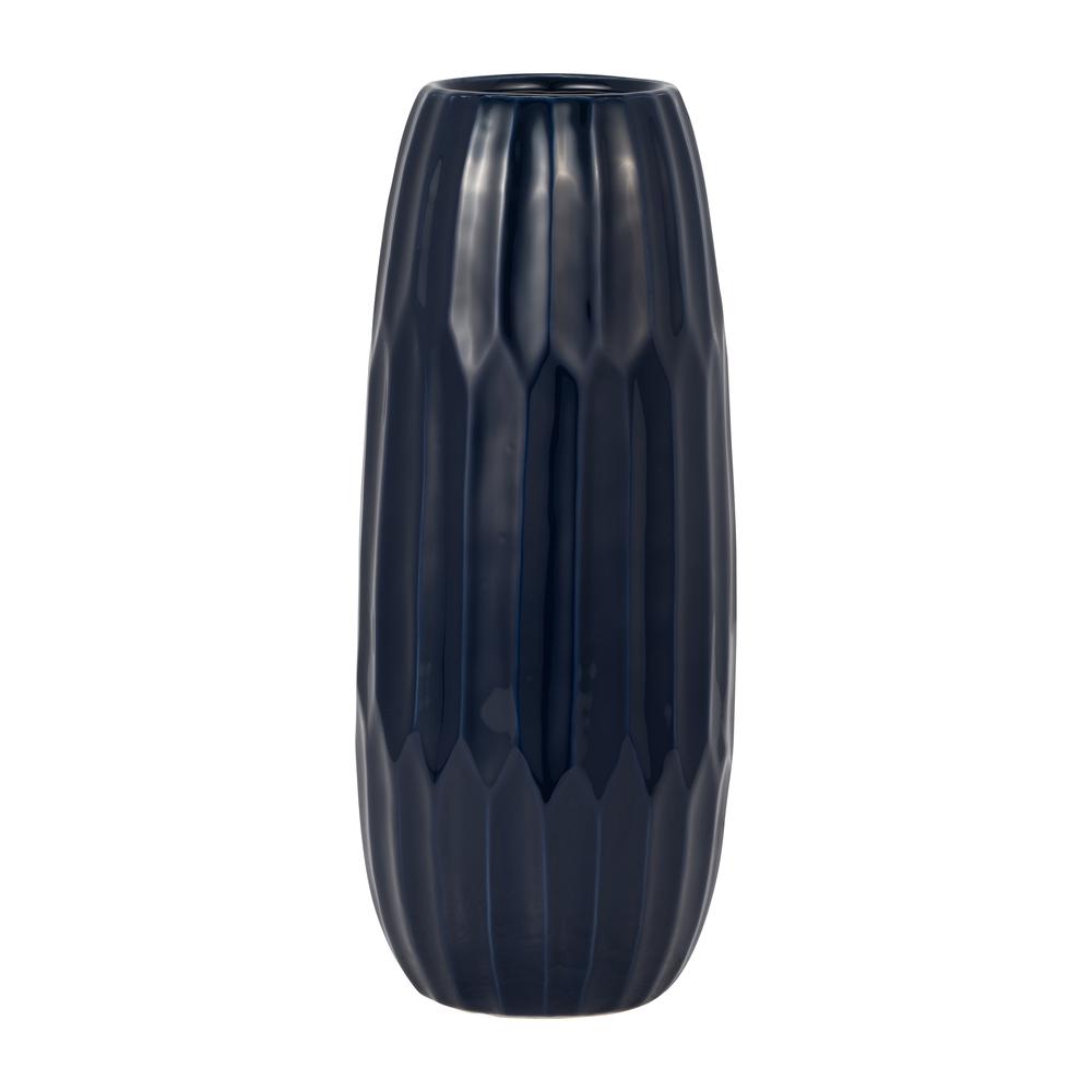 Ceramic 14" Vase , Navy Blue. Picture 1
