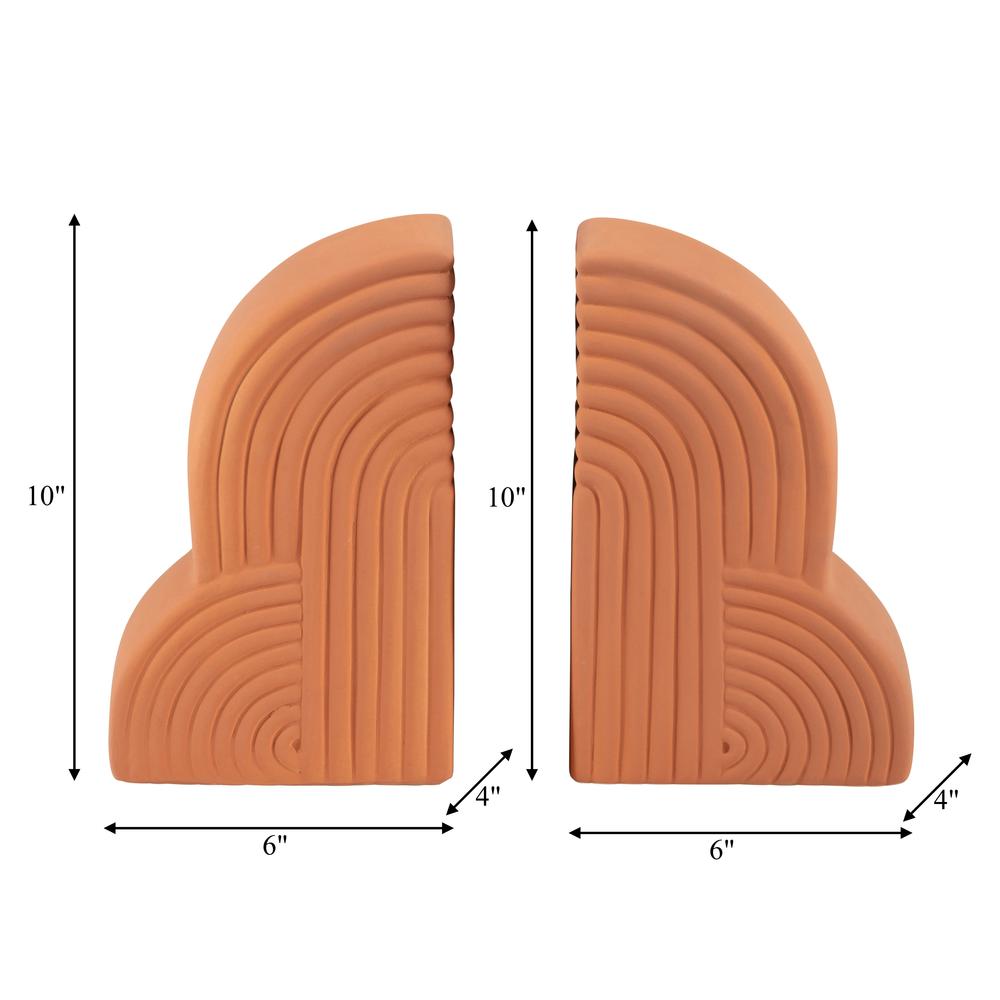 Cer, S/2 13x10" Arches Bookends, Terracotta. Picture 8
