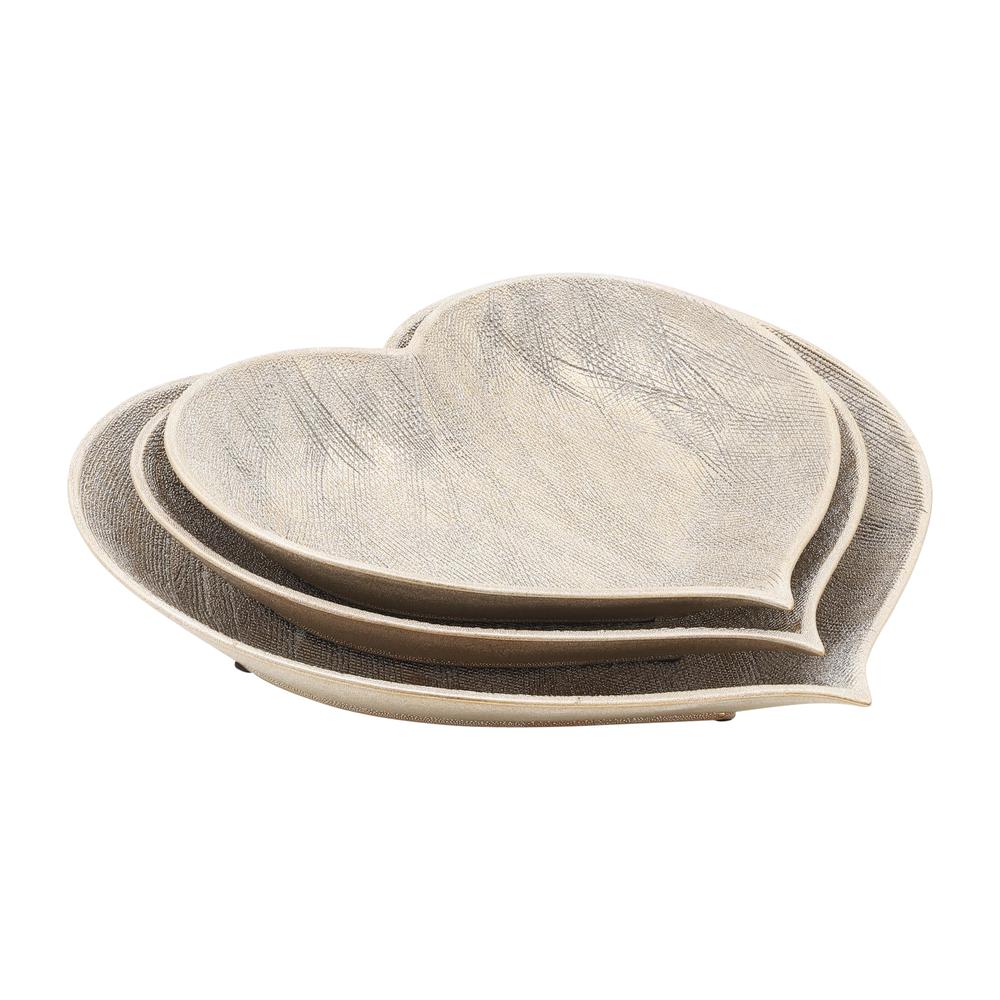 Cer, S/3 12/13/15" Scratched Heart Plates, Champgn. Picture 2