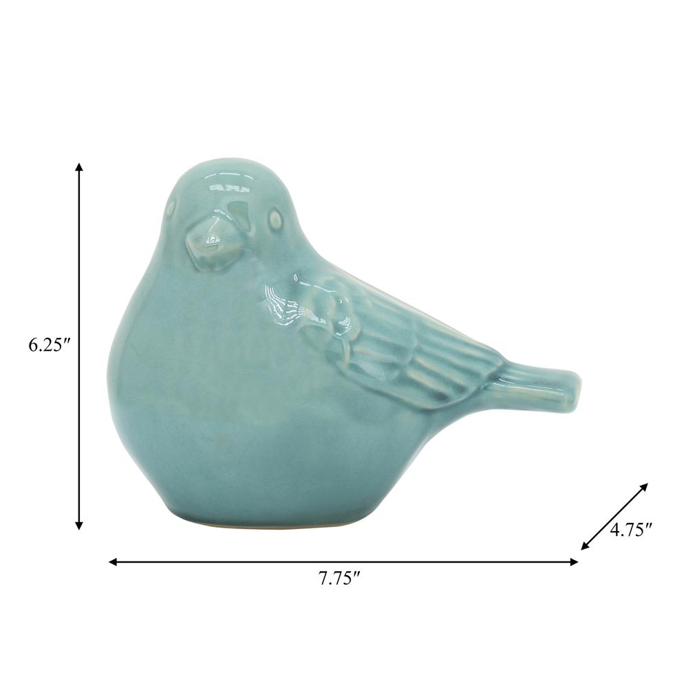 Ceramic Bird Figurine, 8" Sea Green. Picture 6