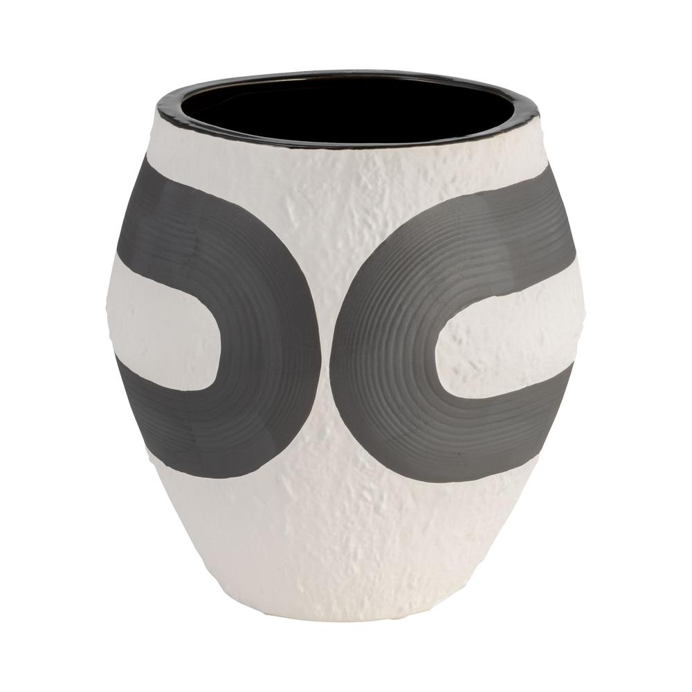 Stoneware, 8" Noir Vase, Black/white. Picture 3