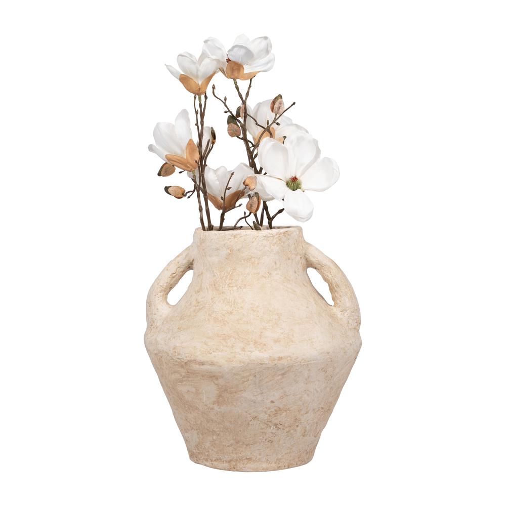 Paper Mache, 14" Vase With Handles, White. Picture 4