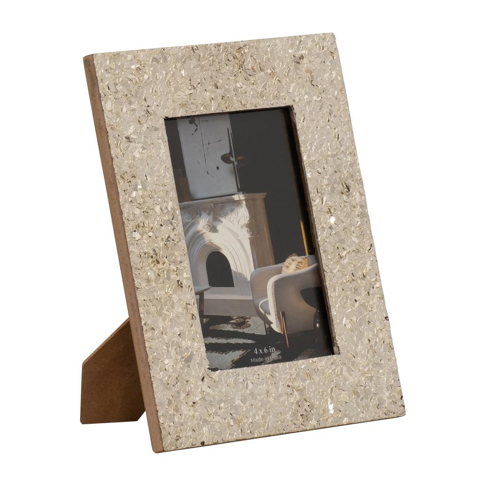 4x6 Crackle Photo Frame, Champagne. Picture 2