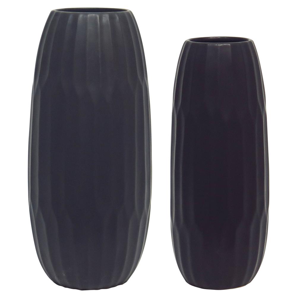 Ceramic 14" Vase , Black. Picture 2