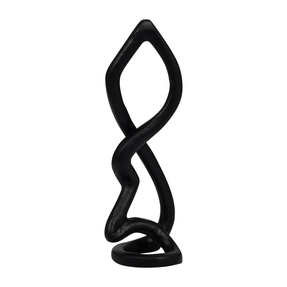 Metal, 13" Swirled Sculpture, Black. Picture 2