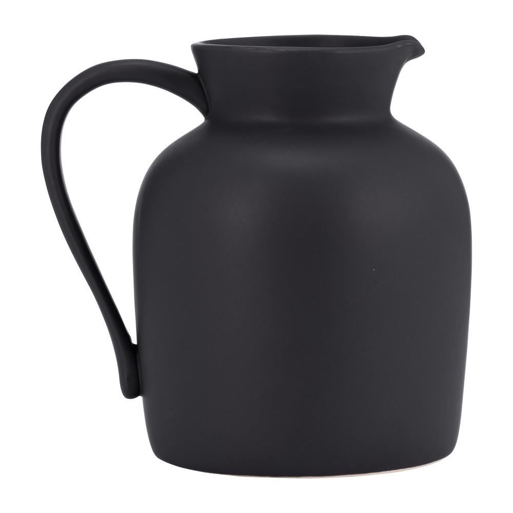 Cer, 7" Pitcher Vase, Black. Picture 1