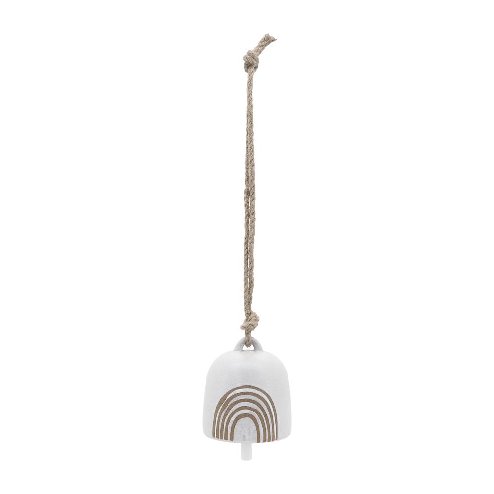 Cer, 4" Hanging Bell Rainbow, White/beige. Picture 1