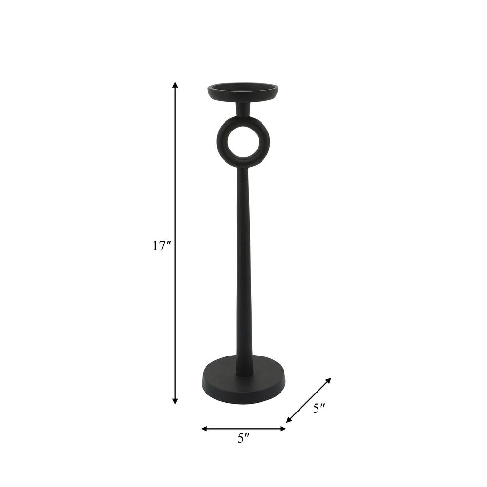 17"h Metal Candle Holder, Black. Picture 5