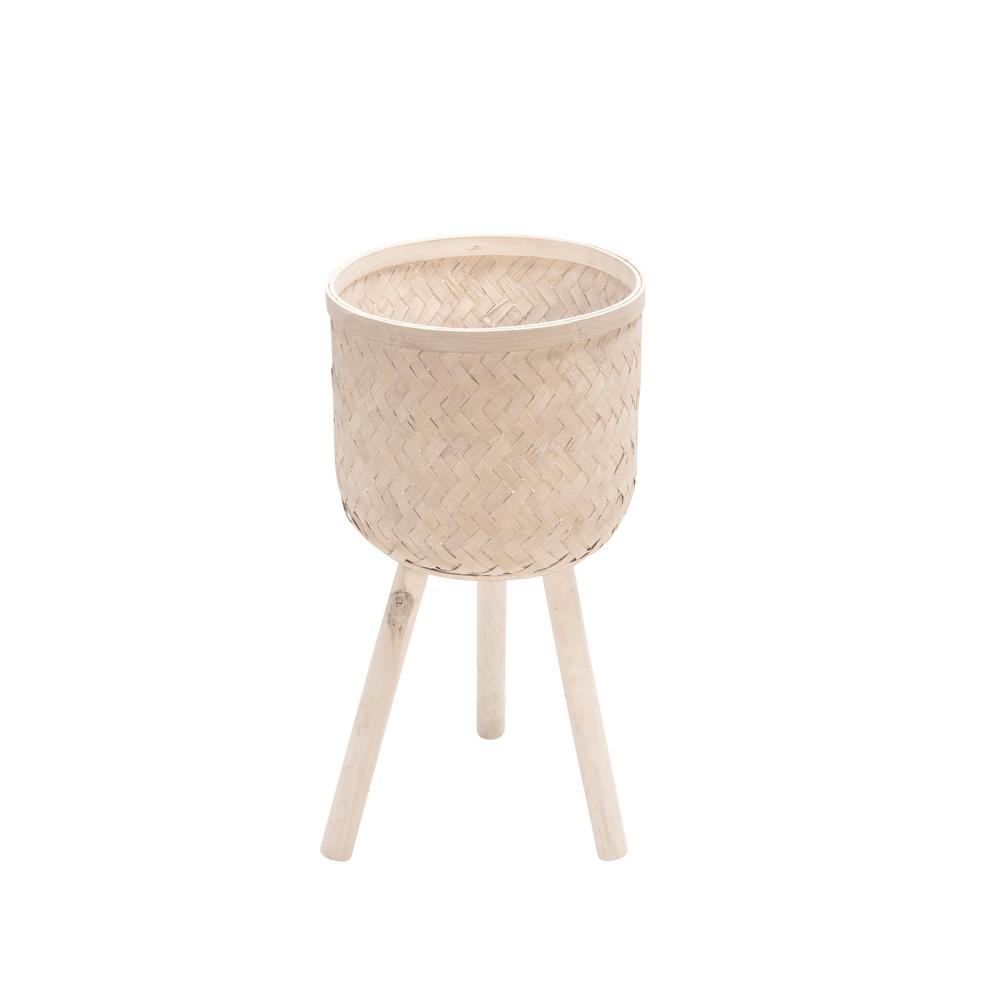 S/3 Bamboo Planters White Wash. Picture 4