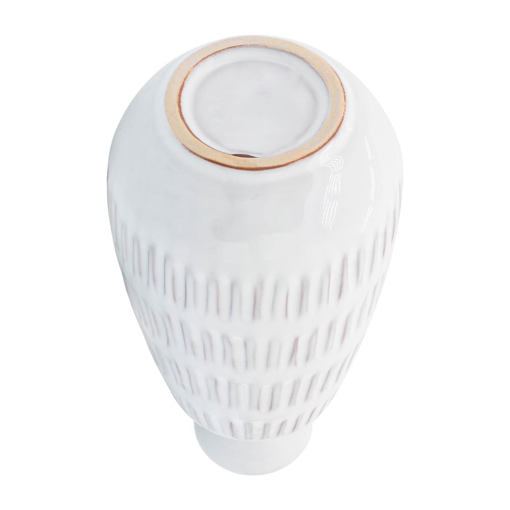 Cer, 8"h Dimpled Vase, White. Picture 6