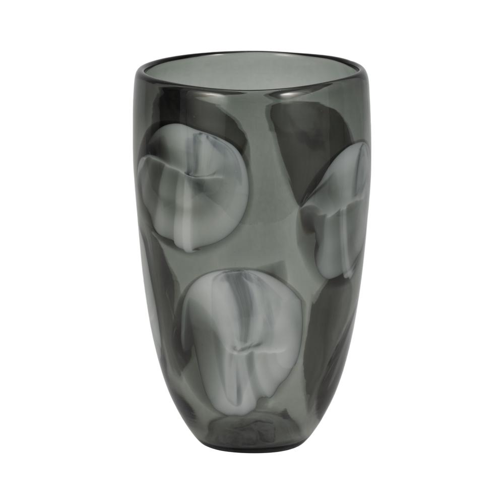 Glass, 11" Hand Blown Vase, Aqua. Picture 1