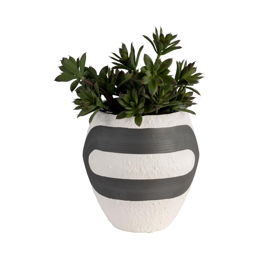 Stoneware, 8" Noir Vase, Black/white. Picture 4