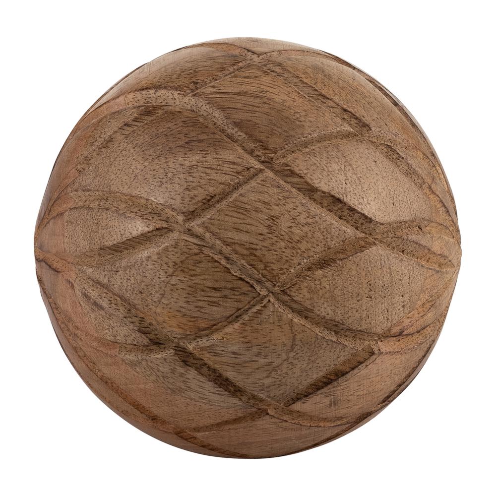 Wood, 5" Textured Orb, Brown. Picture 4