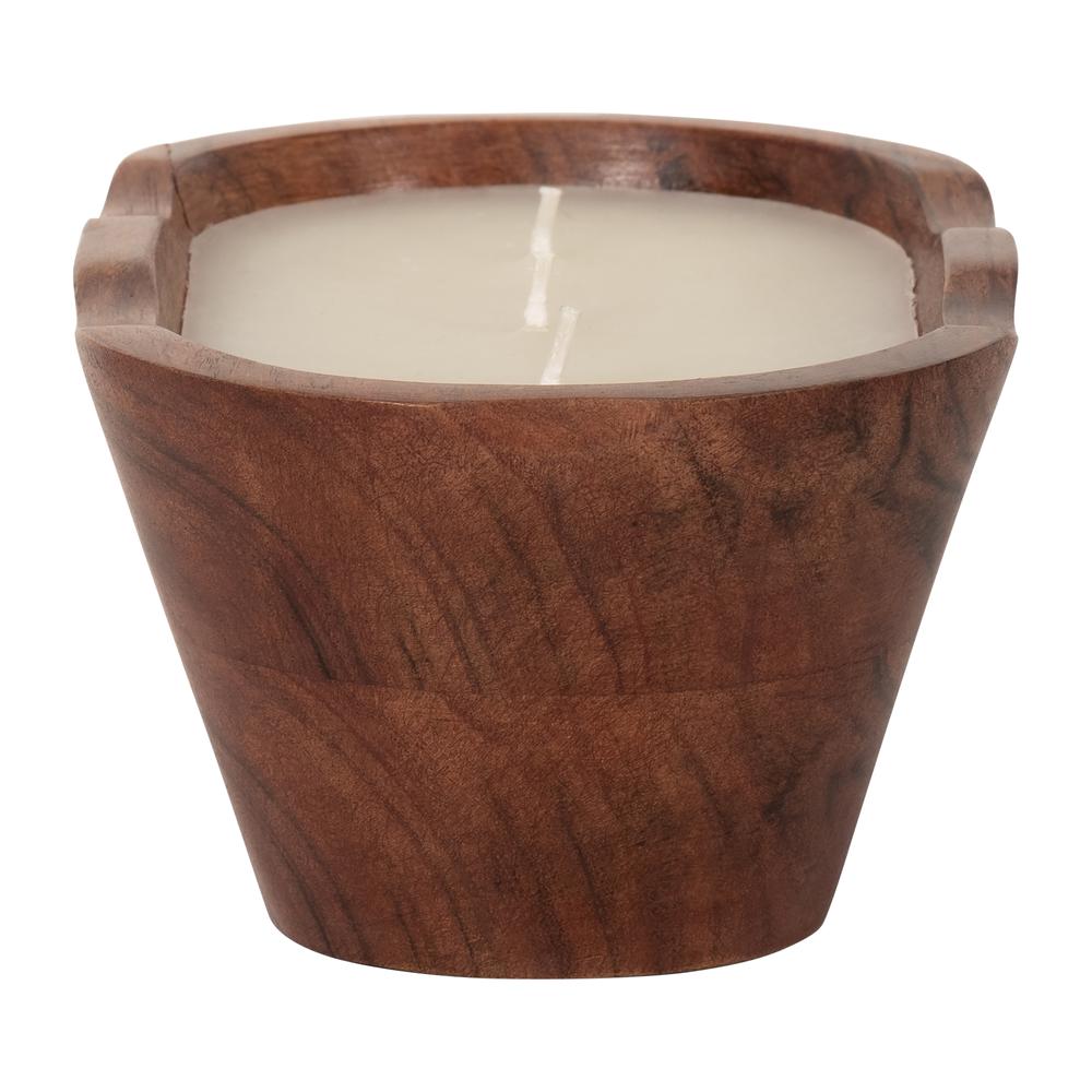 8" 16 Oz Vanilla Oval Bowl Candle, Natural. Picture 3