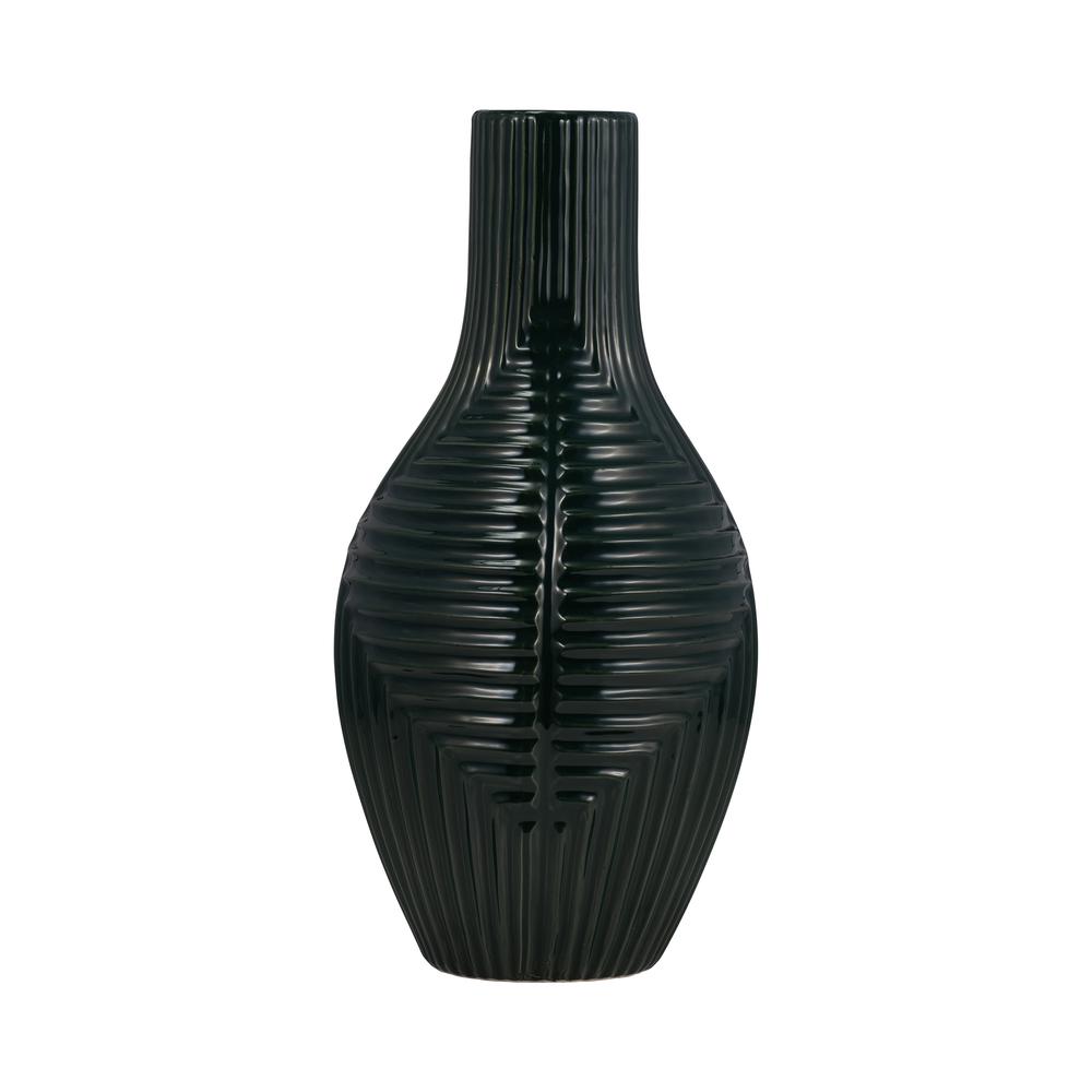 Cer, 16" Tribal Vase, Forest Green. Picture 2