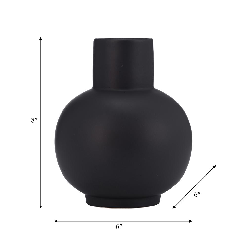 Cer, 8"h Bulbous Vase, Black. Picture 8