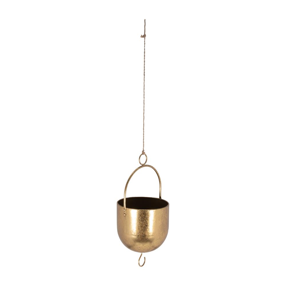 Metal 6" Hanging Planter, Gold. Picture 2