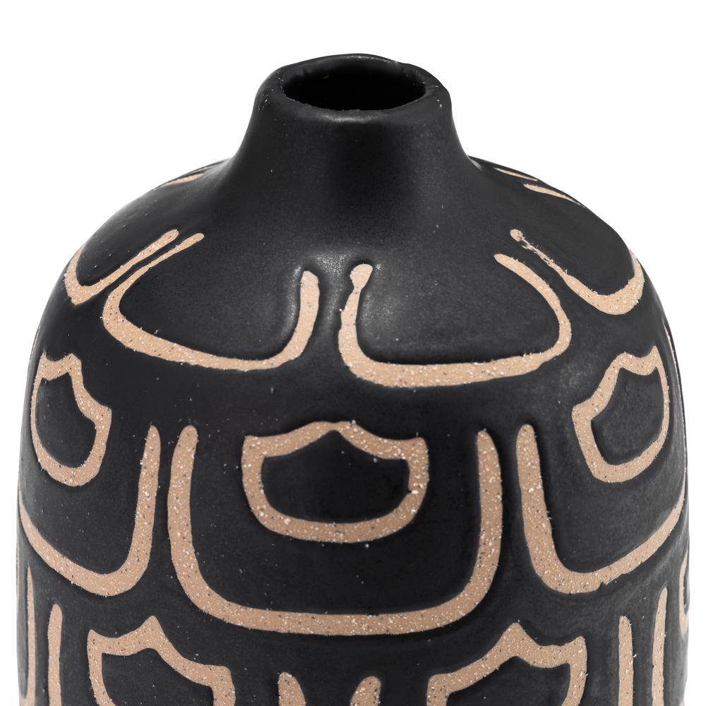 Cer, 10" Decorative Vase, Black/tan. Picture 4