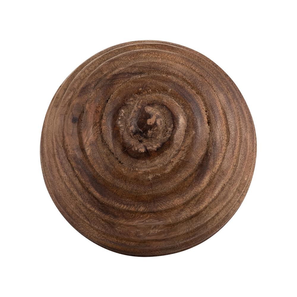 4" Wooden Orb W/ Ridges, Natural. Picture 1