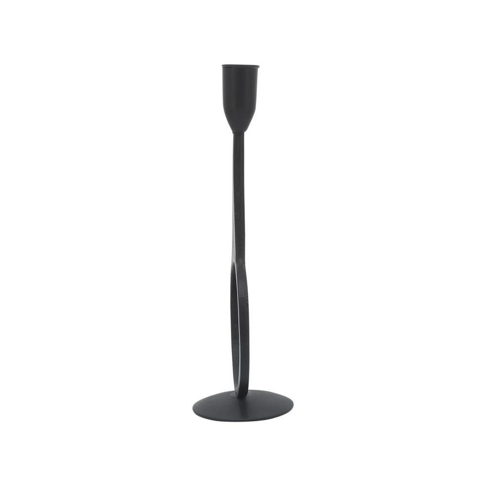 Metal, 10"h Round Taper Candle Holder, Black. Picture 3