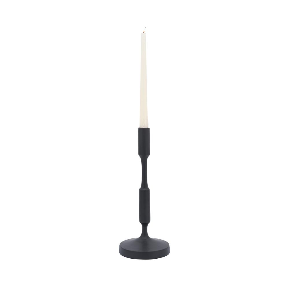 Metal, 12"h Taper Candle Holder, Black. Picture 2