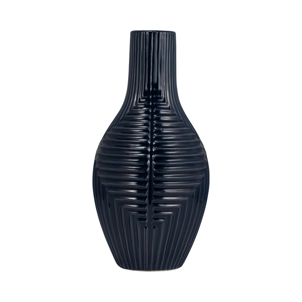 Cer, 16" Tribal Vase, Navy Blue. Picture 1