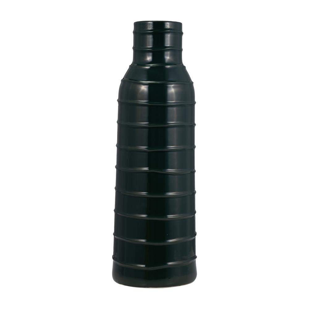 Cer, 20"h Tribal Vase, Forest Green. Picture 1