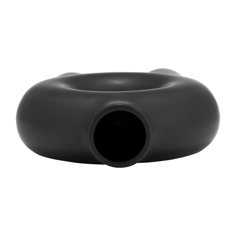 Cer,7",donut Footed Vase,black. Picture 8
