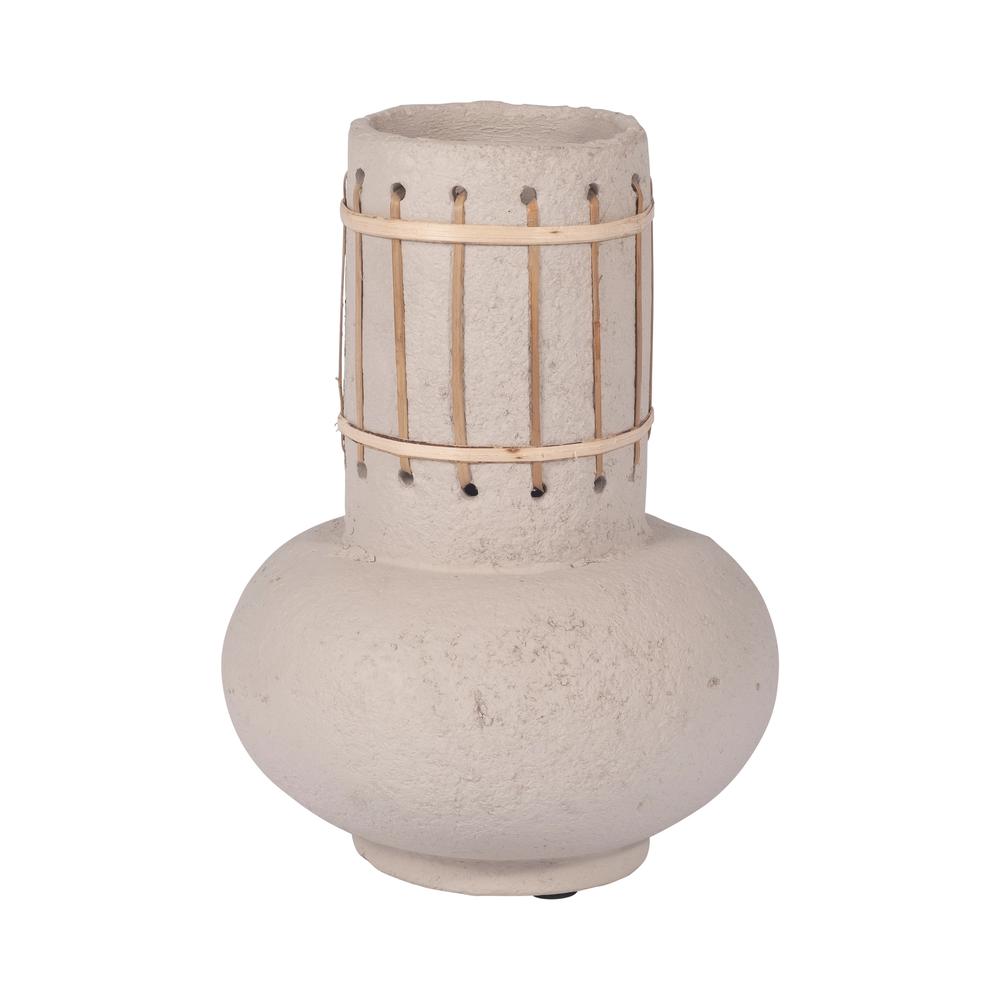 Ecomix, 10" Top Weave Nomad Vase, Ivory. Picture 2