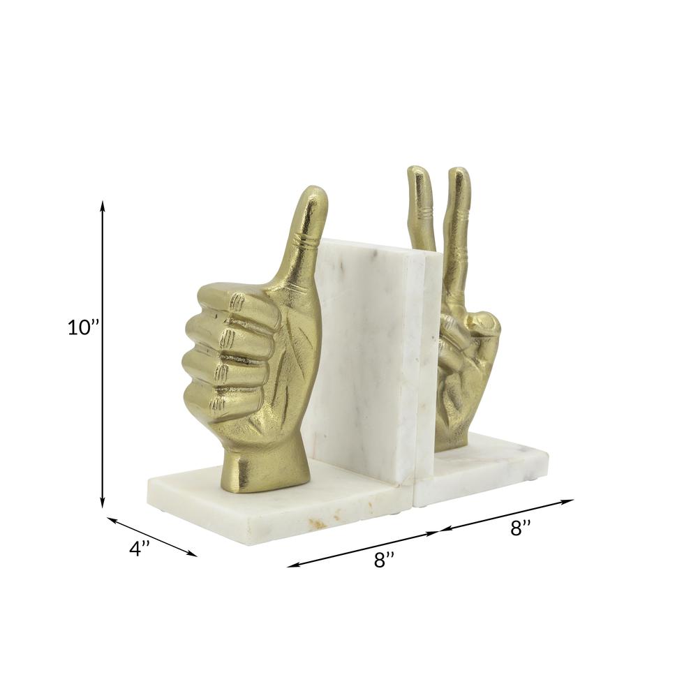 S/2 Hand Sign Bookends, Gold. Picture 4