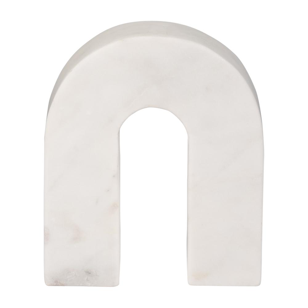 Marble, 6"h Horseshoe Tabletop Deco, White. Picture 1