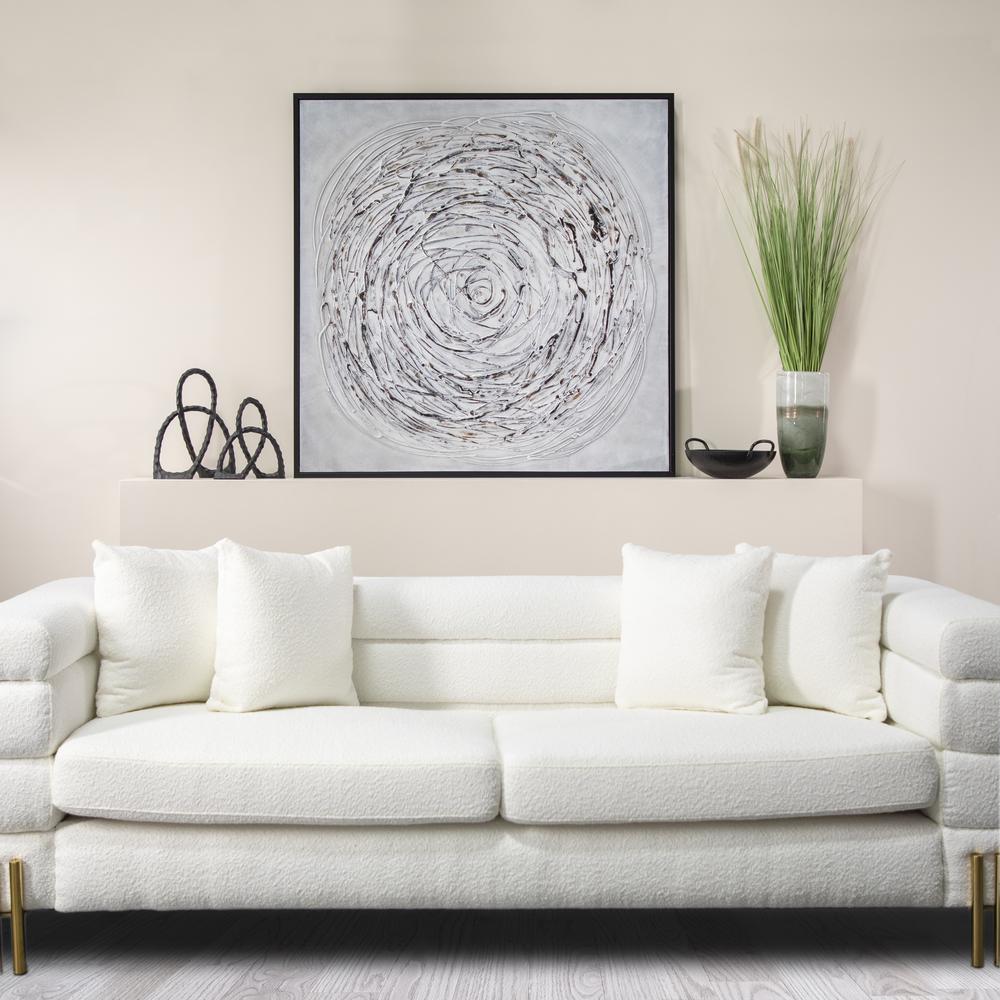 52x52 Swirl Painting, Gray On Black Frame. Picture 3