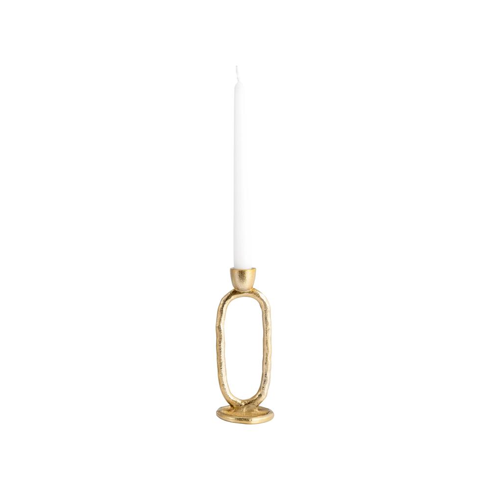 Metal, 8" Open Oval Taper Candleholder, Gold. Picture 4