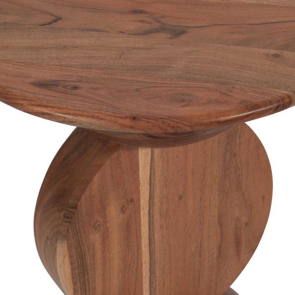 19" Solid Wood Disc On Dome Side Table, Nat. Picture 5